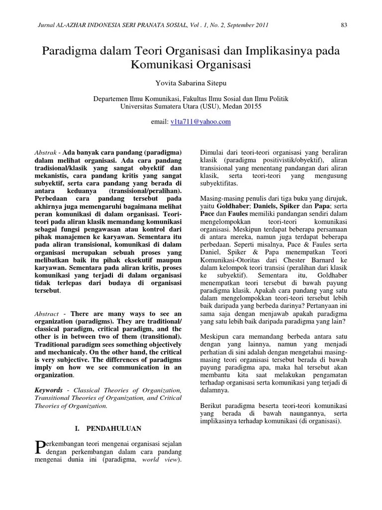 Jurnal Teori Organisasi (Persentasikan)