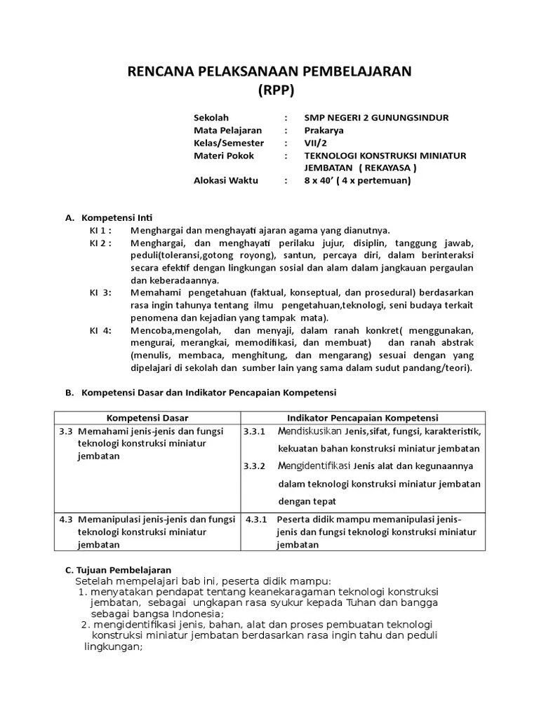 RPP REKAYASA (Konstruksi Jembatan Stik Eskrim-PJBL) | PDF