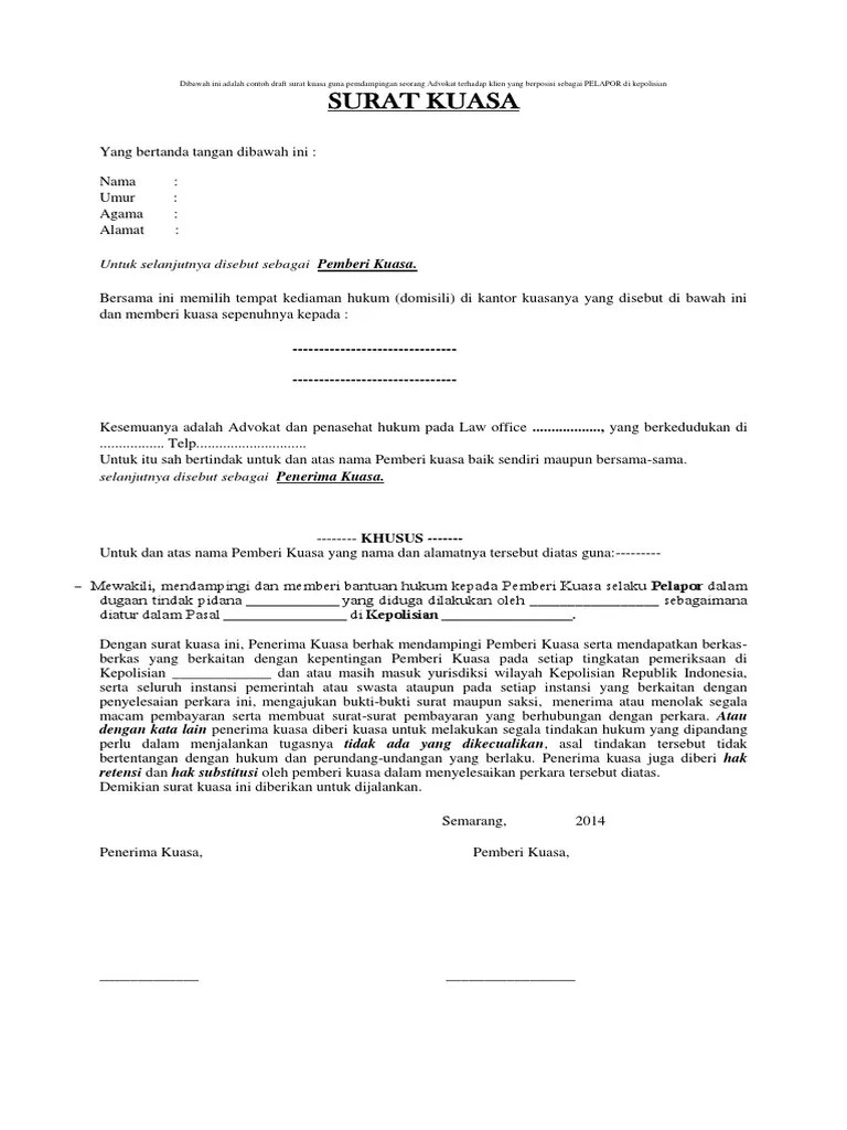 Surat Kuasa Dan Kekuatan Hukumnya | PDF