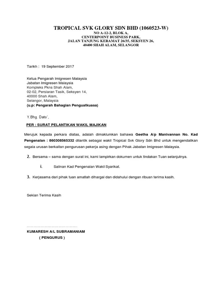 Contoh Surat Wakil Kuasa Lhdn Contoh Surat