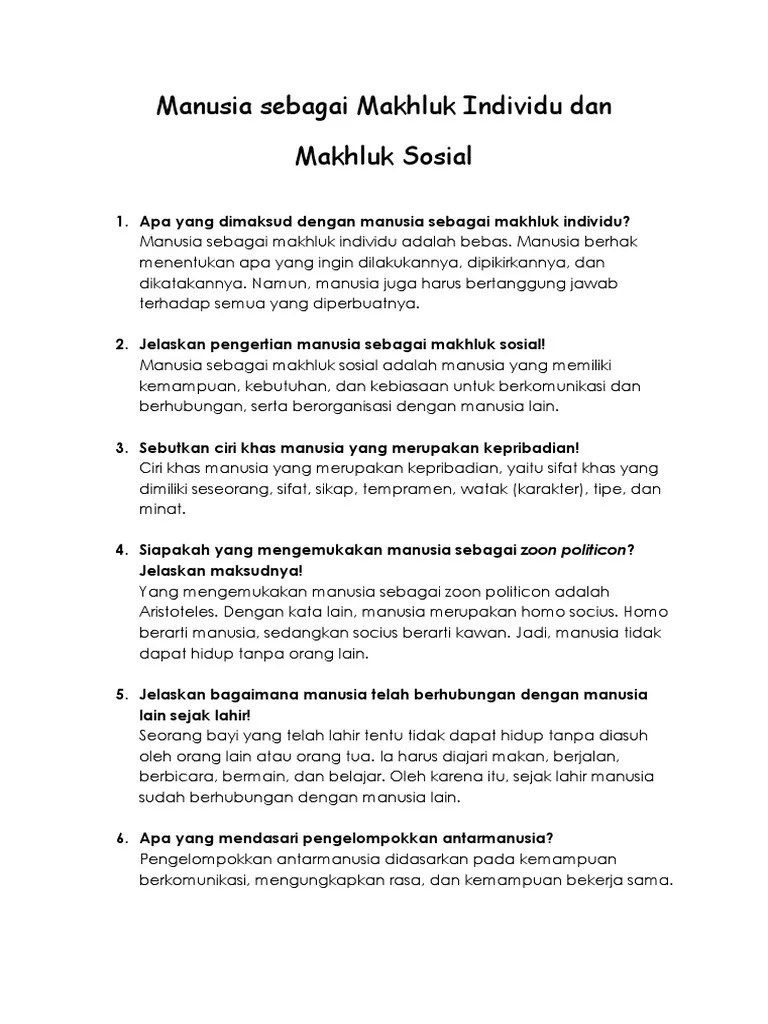 Apakah Yang Dimaksud Dengan Manusia Adalah Makhluk Sosial