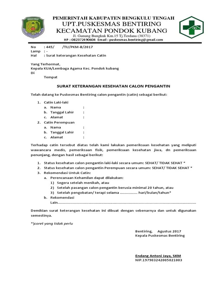 Contoh Surat Keterangan Sehat Untuk Menikah Homecare24
