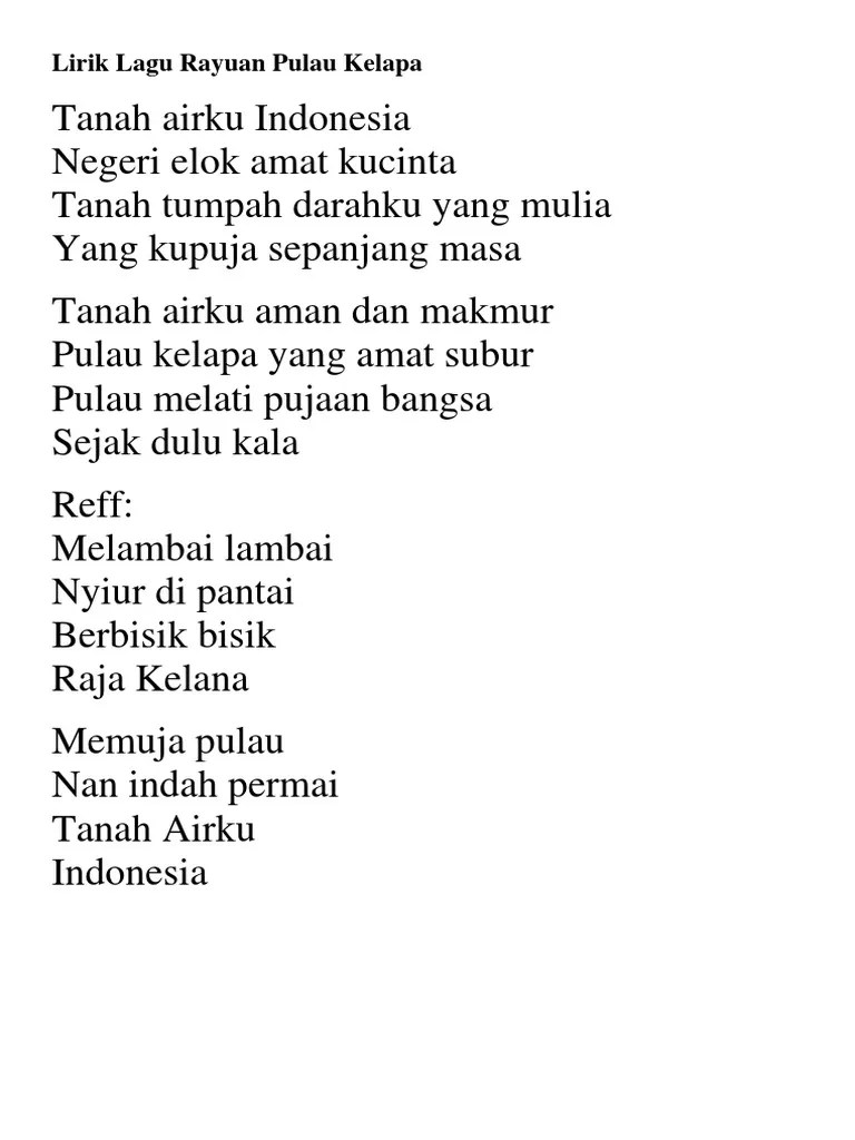 Lirik Lagu Rayuan Pulau Kelapa Dalam Bahasa Inggris