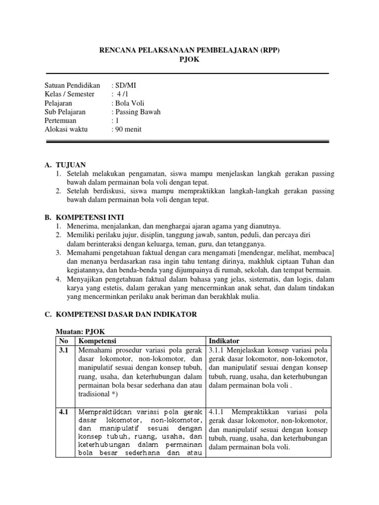Rpp Kls 4 k13 Bola Voli