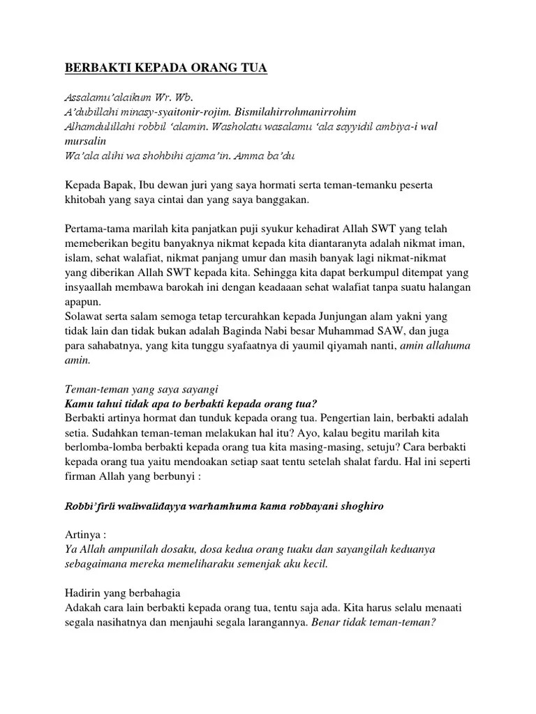 Pidato Berbakti Kepada Orang Tua | PDF