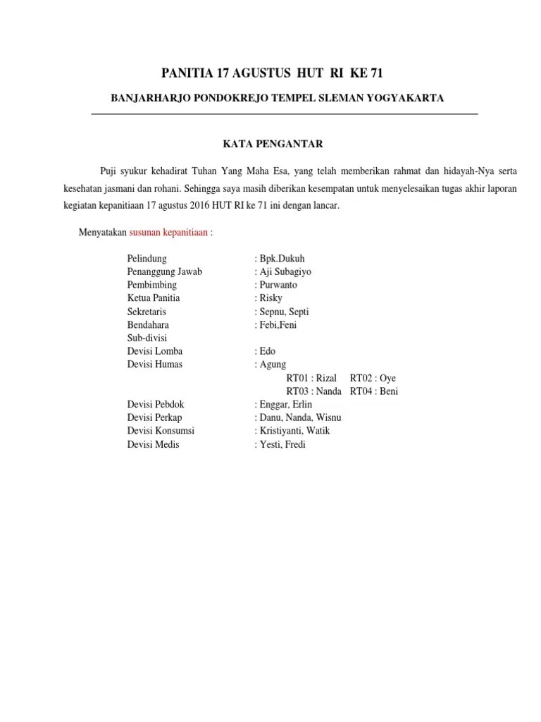 Panitia 17 Agustus Hut Ri Ke 71 Banjarharjo Pondokrejo Tempel