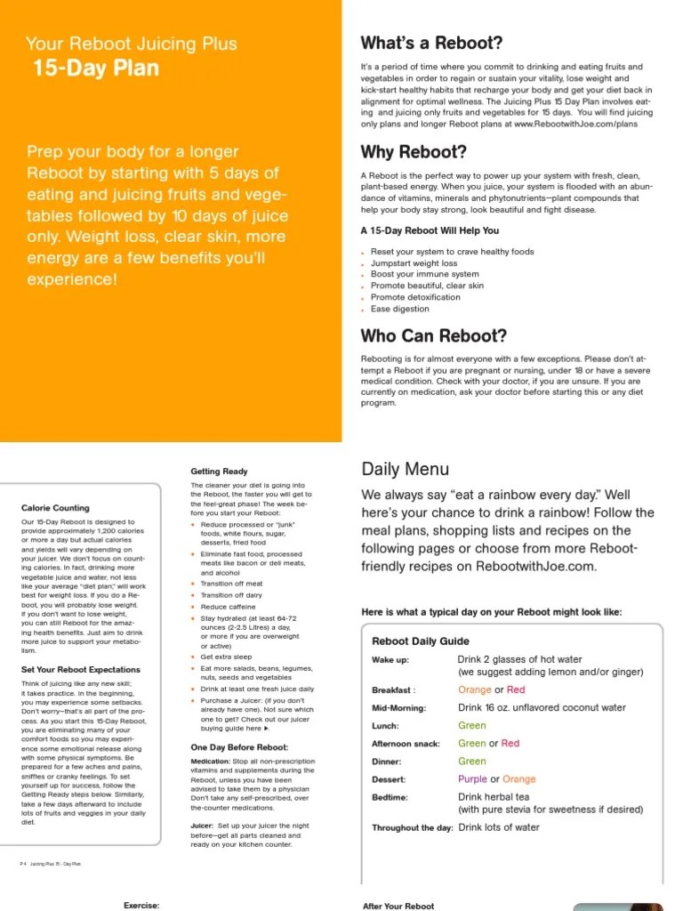 15Day Plan Your Reboot Juicing Plus Salad Drink