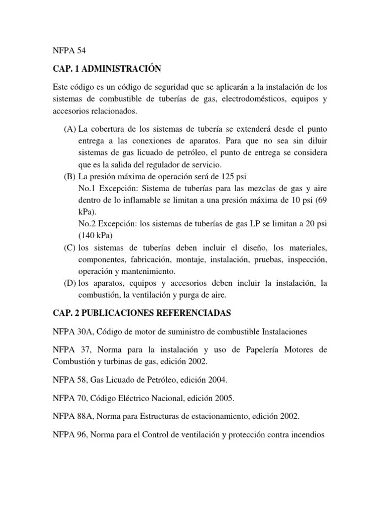 Nfpa 54 | PDF | Tubería (transporte de fluidos) | Combustión
