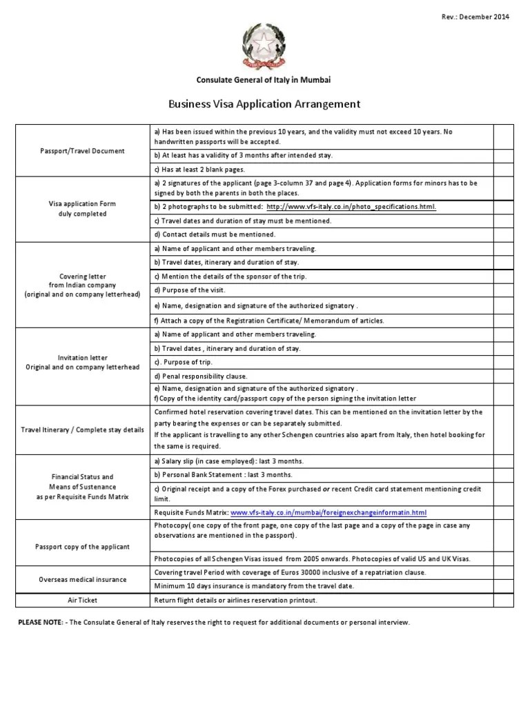 ITALY BUSINESS VISA DOCUMENT LIST.pdf Travel Visa Passport