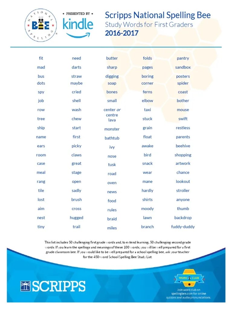 20162017SpellingBeeStudyLists4th8thGrades.pdf Amazon Kindle