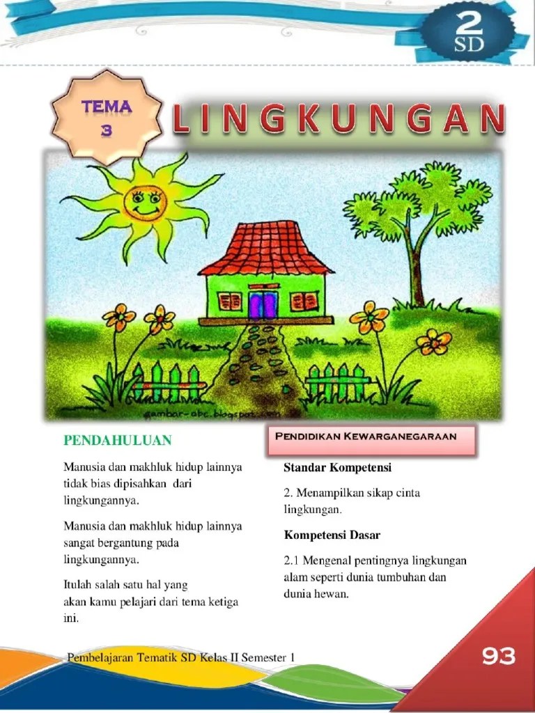 Bahan Ajar Pembelajaran Tematik SD Kelas 2 Semester 1 (Lanjutan Tema 3) |  PDF