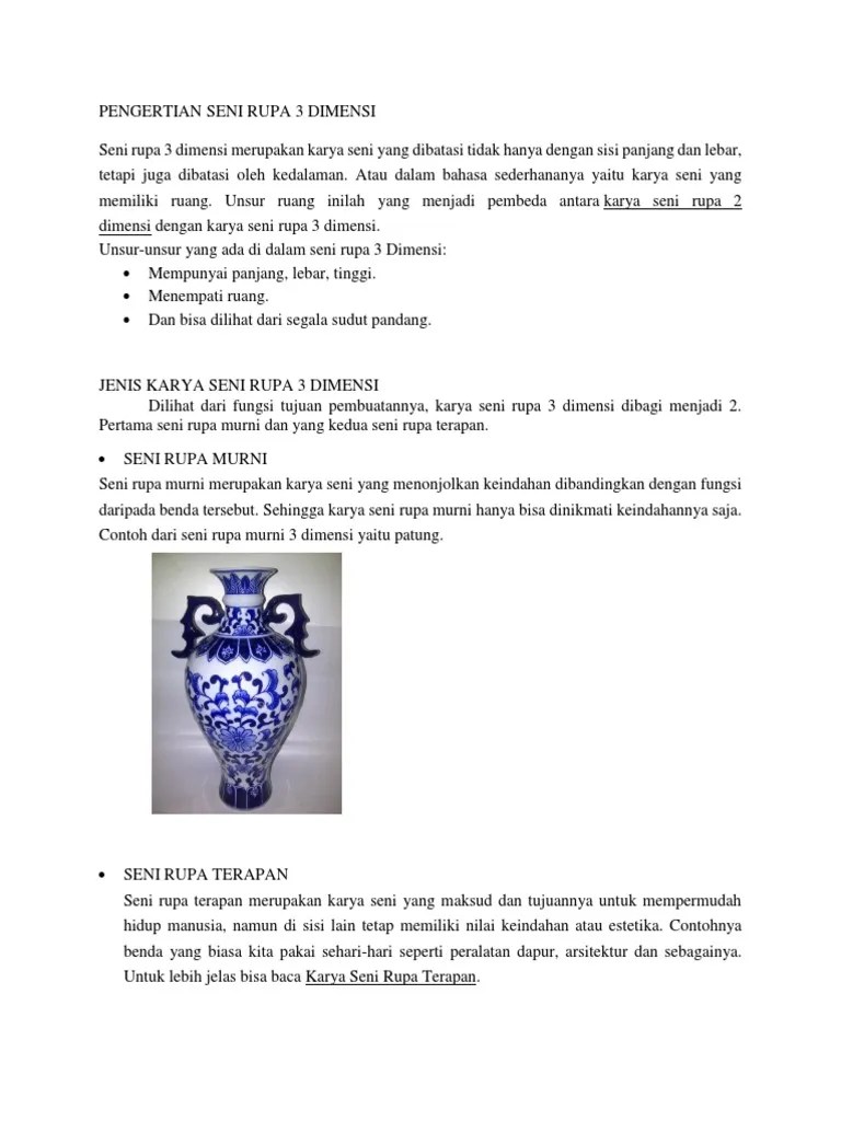 Pengertian Seni Rupa 3 Dimensi | PDF