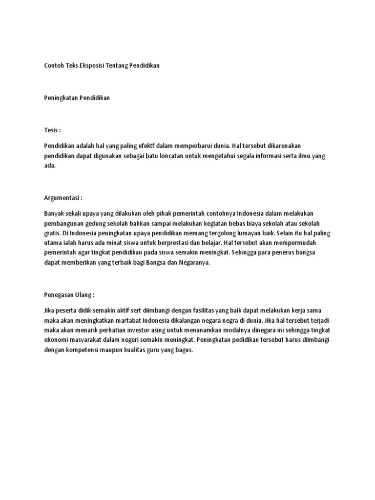 Contoh Teks Eksposisi Tentang Pendidikan