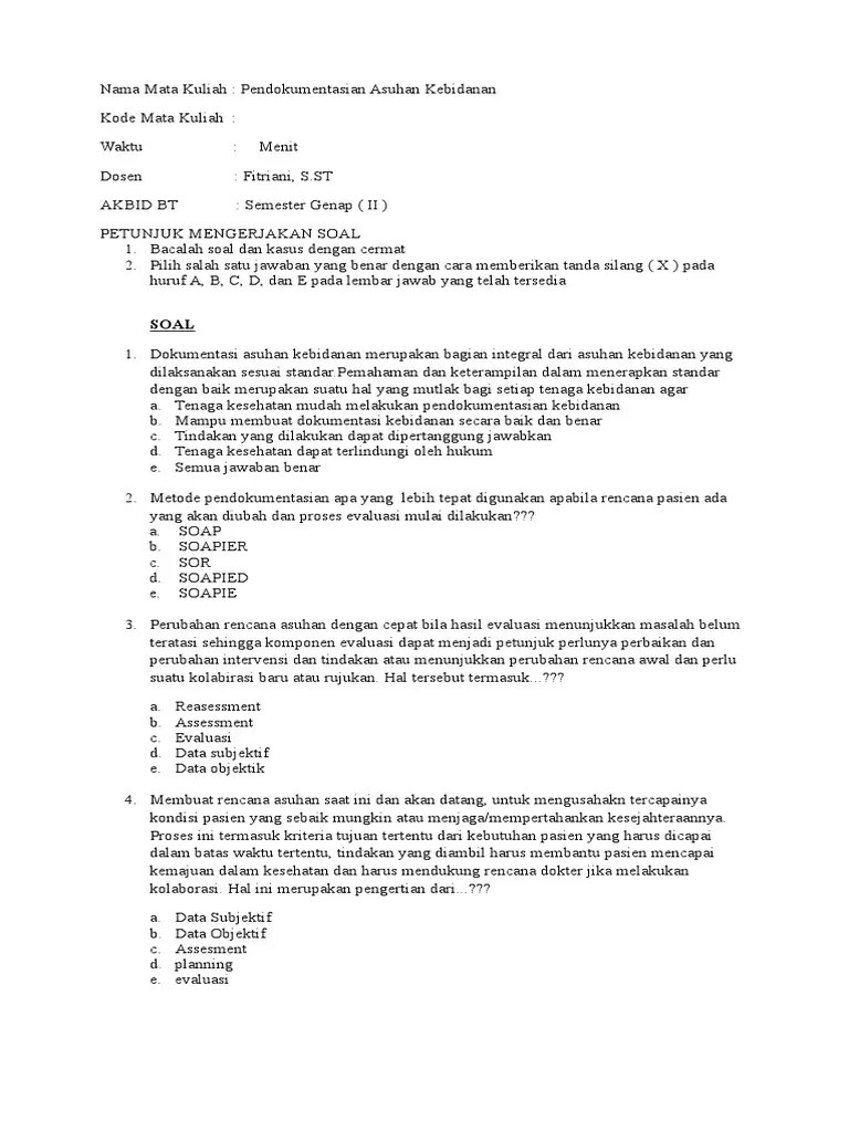 Contoh Soal Kasus Askeb 2 Beserta Jawabannya - Kemendikbud