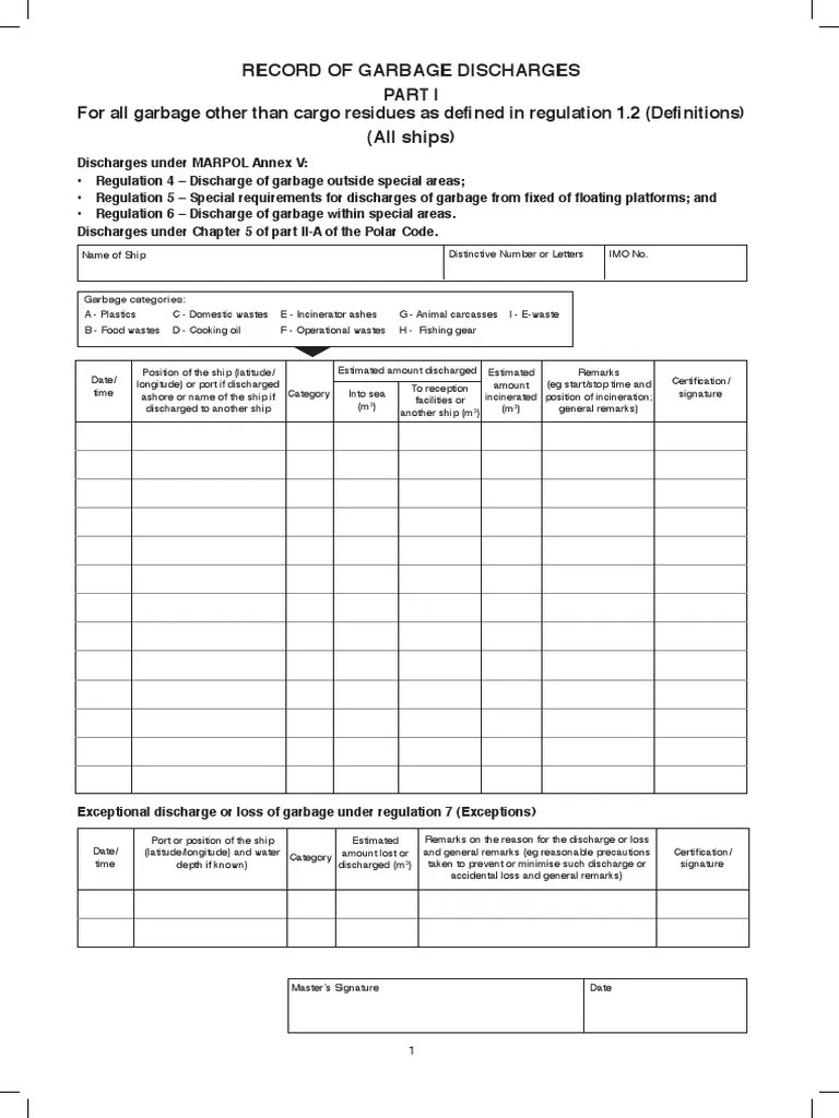 GarbageRecordBook Example Ships Waste