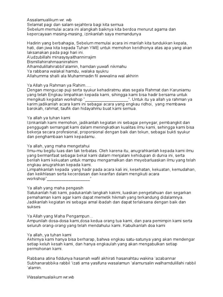 Doa Pembukaan Workshop | PDF