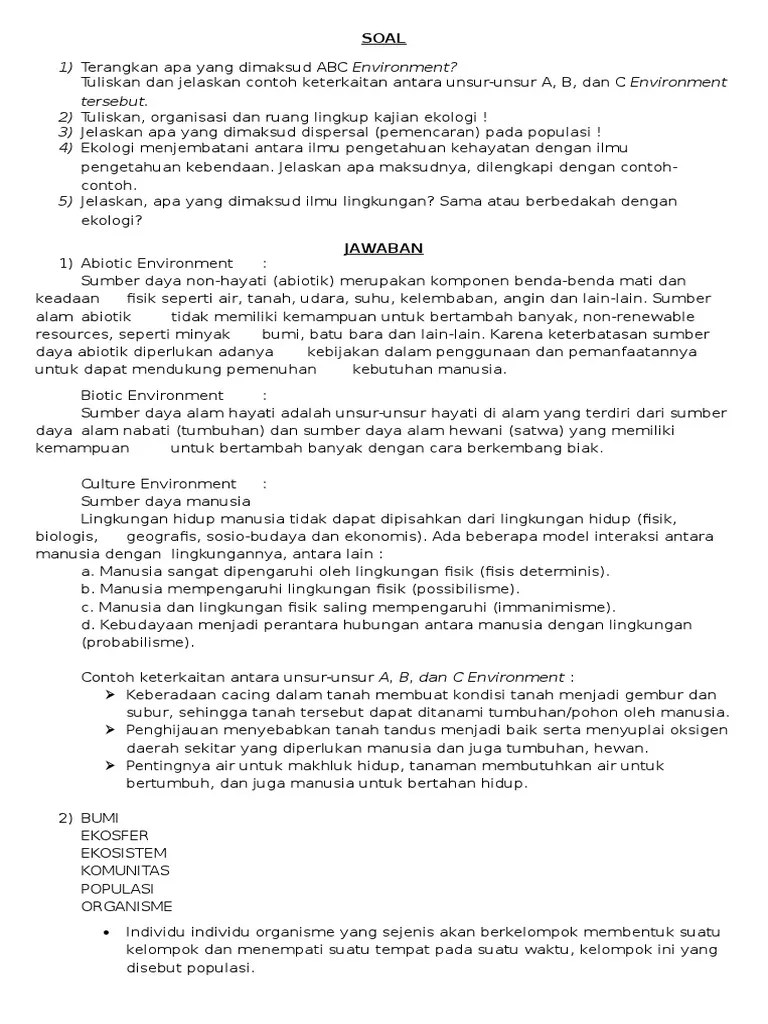 Tugas Ilmu Lingkungan | PDF