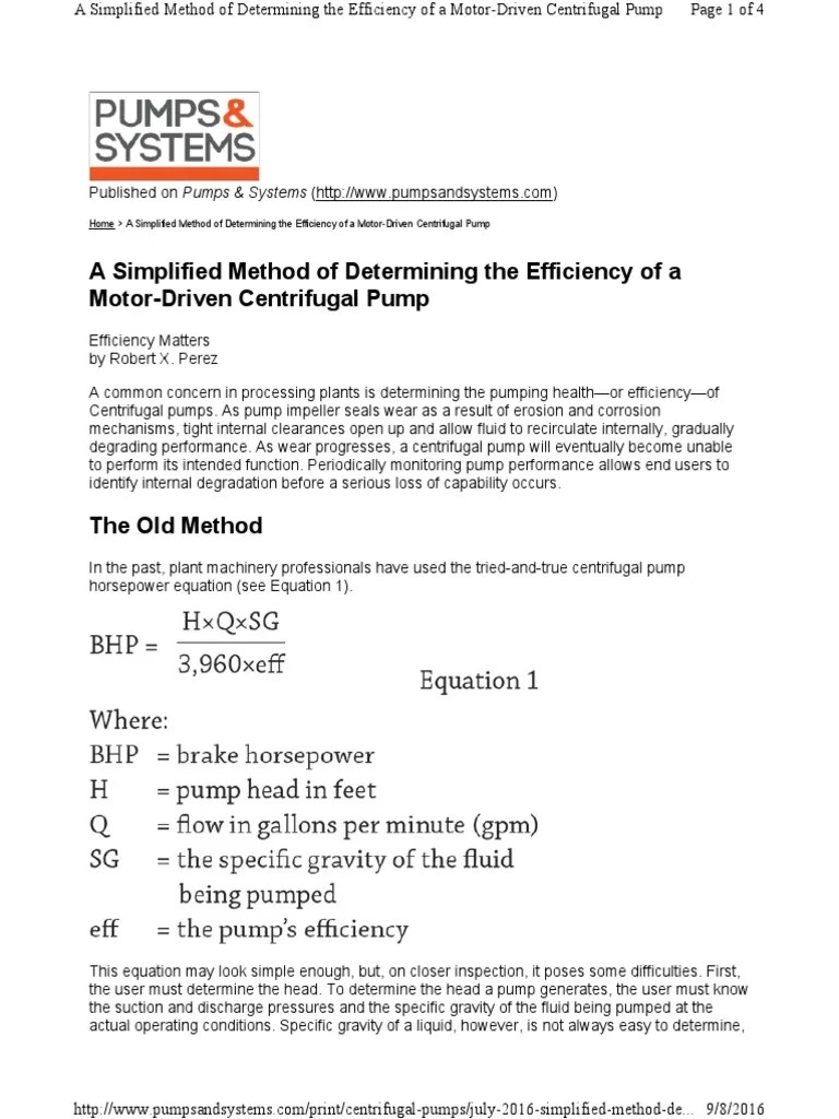 Centrifugal Pumps Efficiency PDF Pump Engines