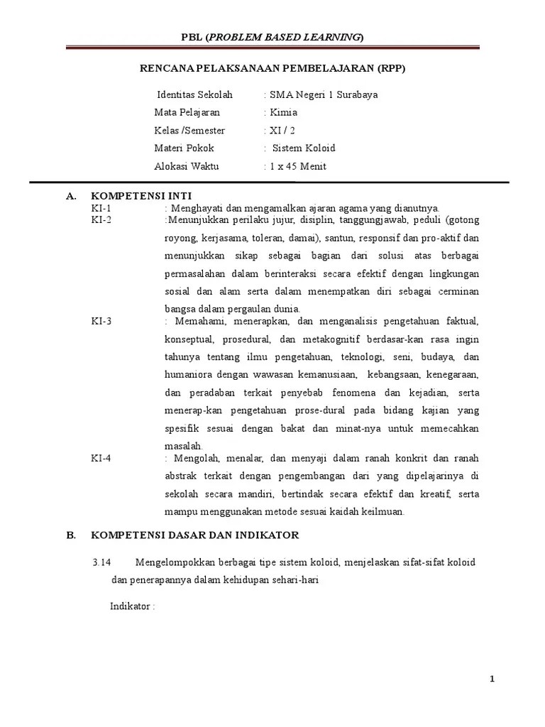 Download Rpp Problem Based Learning Sma Kelas Xi Kumpulan Kunci