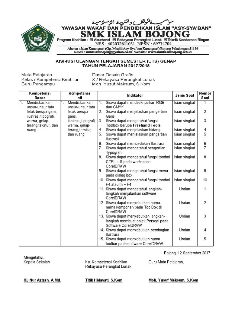 Soal Dasar Desain Grafis Kelas 10 Semester 2