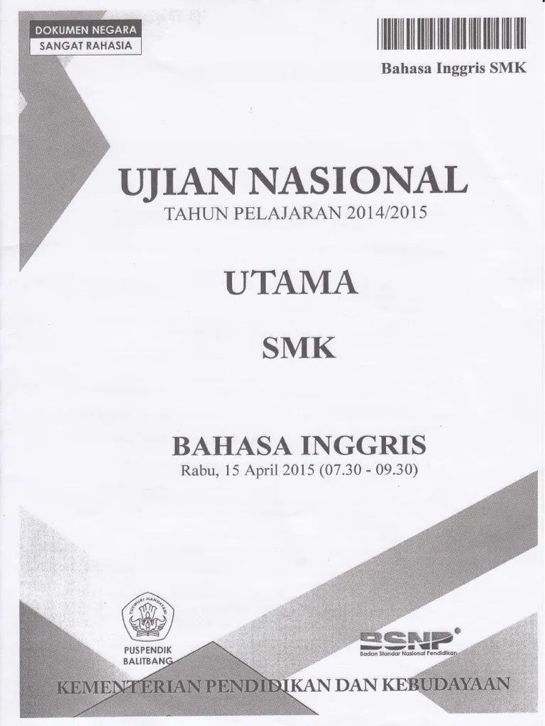 Download Soal Ujian Nasional Bahasa Inggris Smk 2014 Dan Pembahasannya