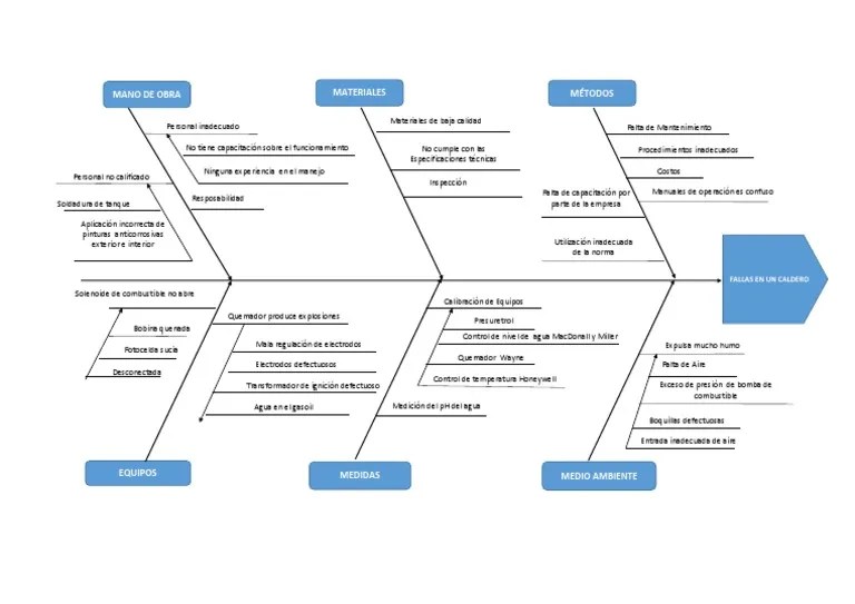 Diagrama Causa Efecto Caldero Energía y recursos