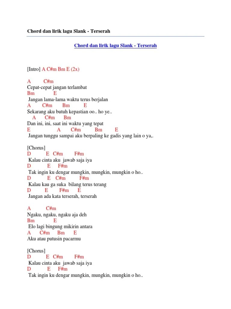 Chord Dan Lirik Lagu Slank - Terserah