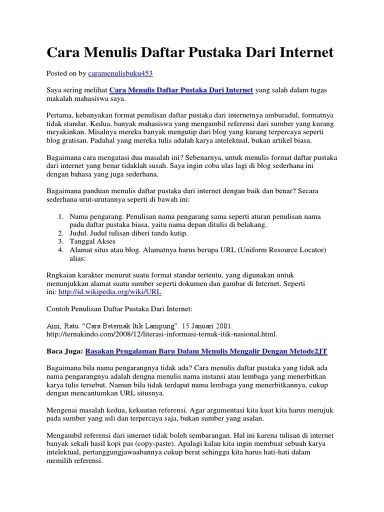 Cara Menulis Daftar Pustaka Dari