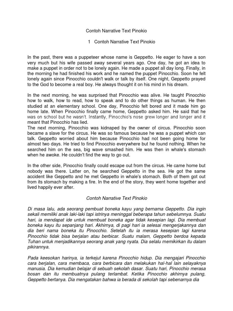 Contoh Narrative Text Pinokio | PDF