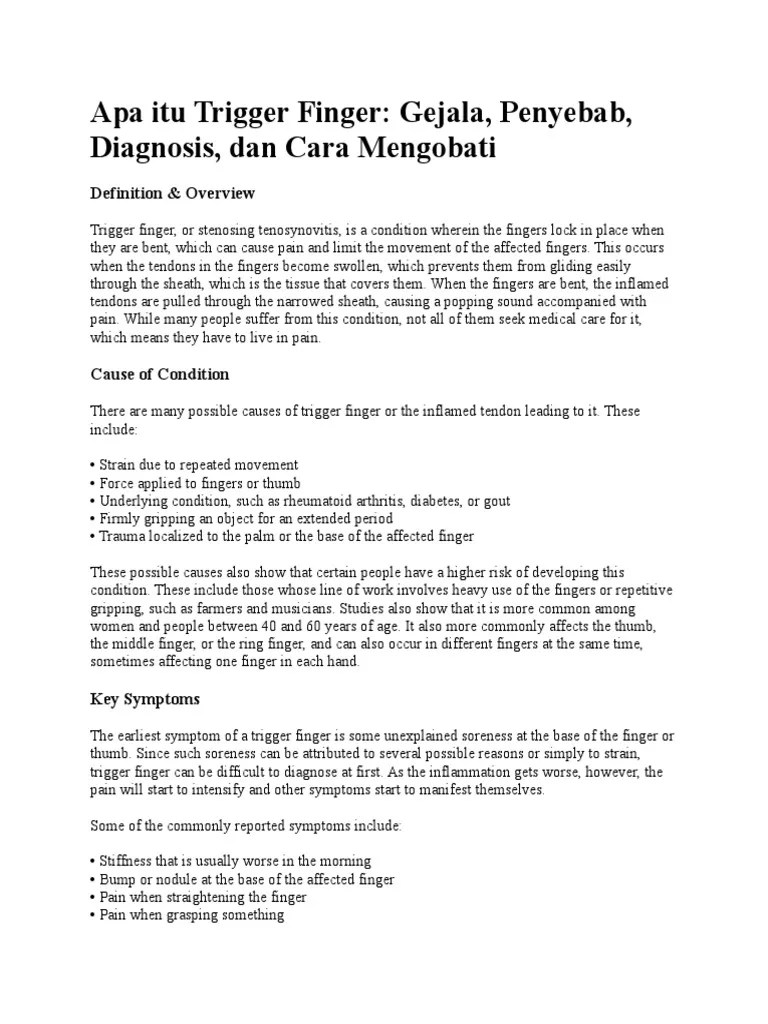 Apa Itu Trigger Finger Finger Surgery