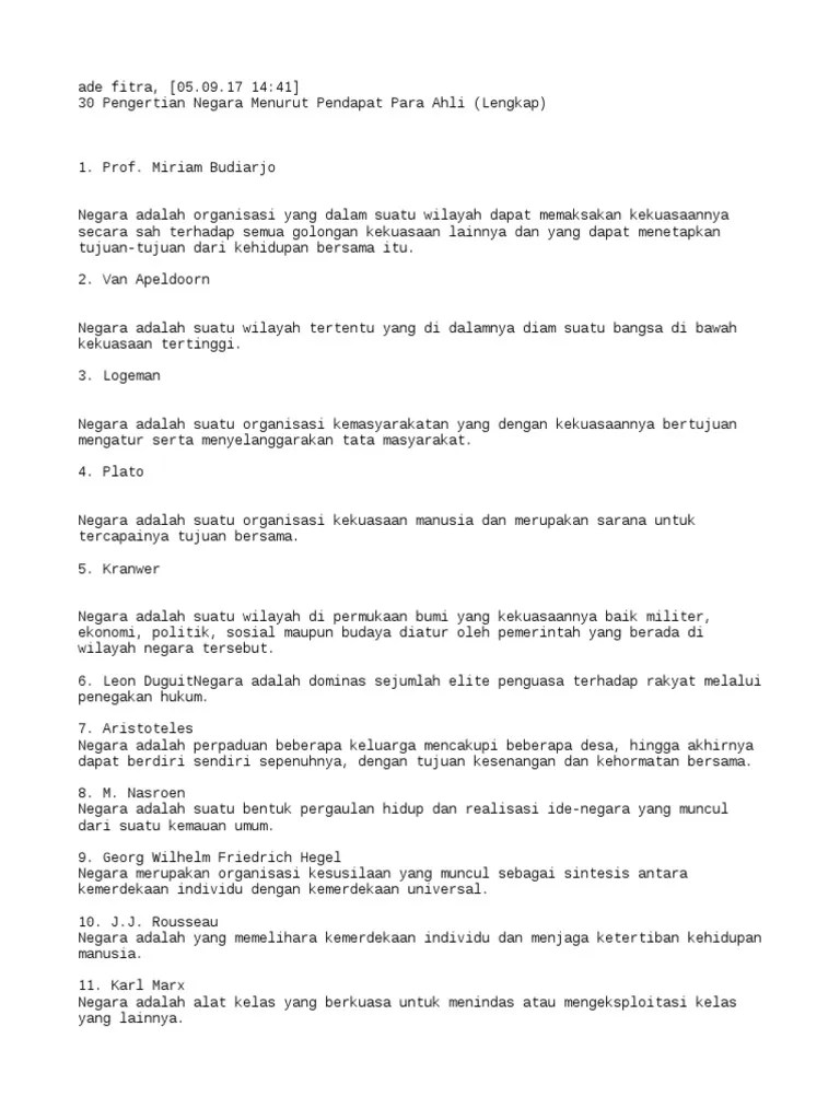 30 Pengertian Negara Menurut Para Ahli