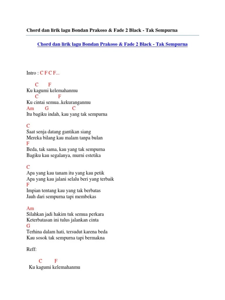 Lirik Lagu Indah Tak Sempurna Chord Gitar