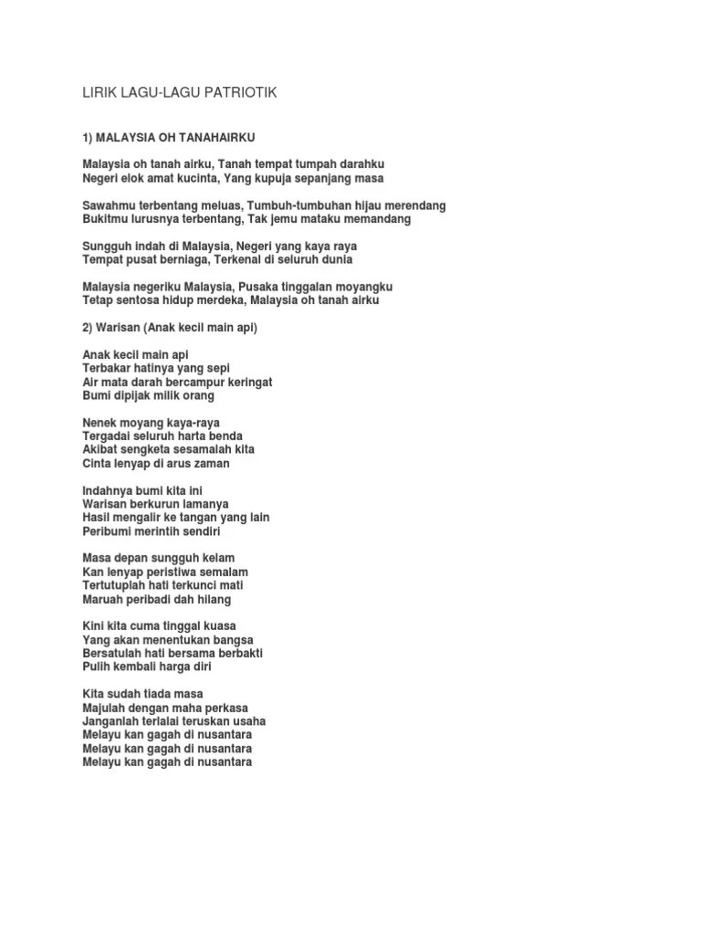 Lirik Lagu Patriotik