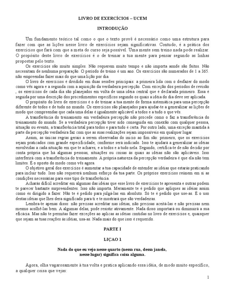 Um Curso Em Milagres Livro de Exercicios Pensamento Ideia