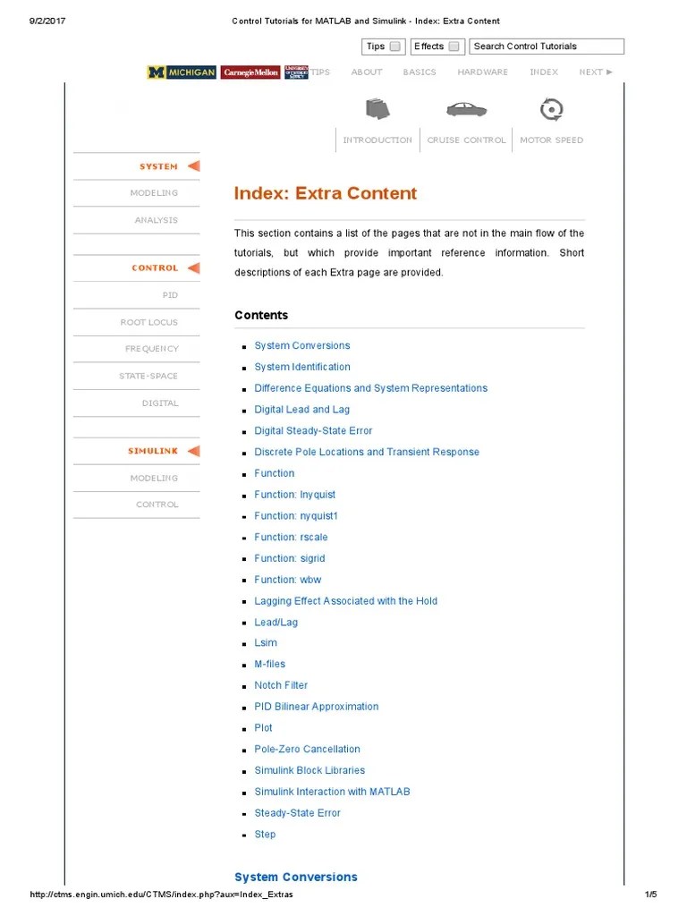 Control Tutorials for MATLAB and Simulink Index_ Extra Content
