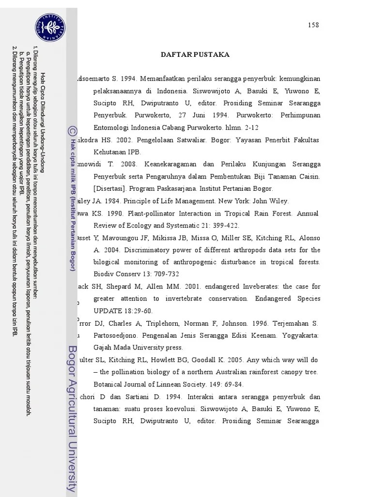 Daftar Pustaka Keanekaragaman Hayati Biologi Konservasi