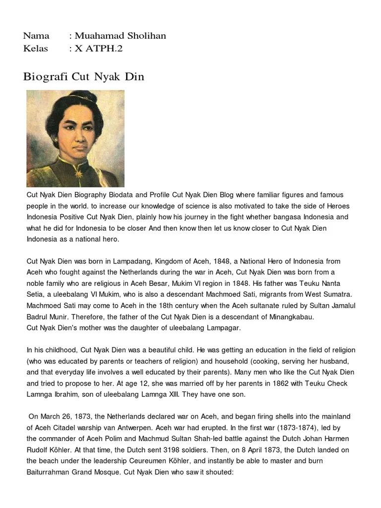 Biografi Cut Nyak Din Versi Bahasa Inggris (Cut Nyak Dien Biography
