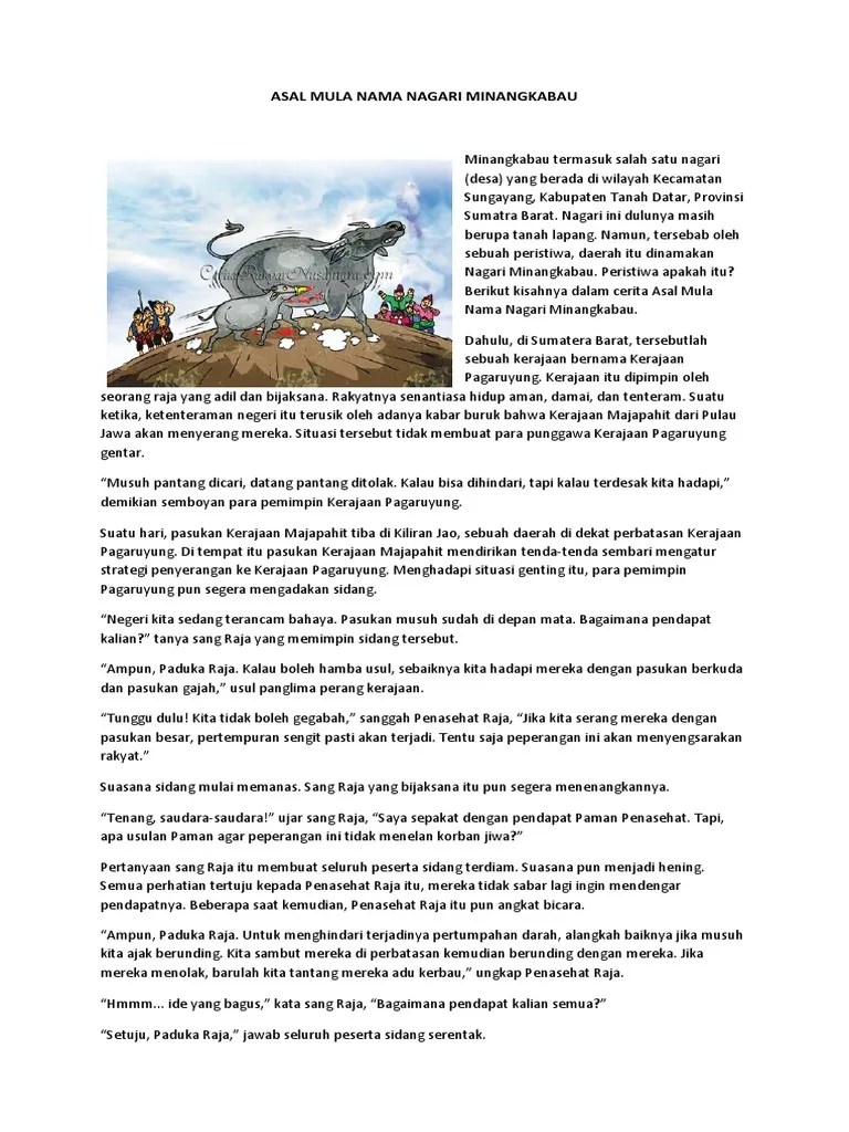 Asal Mula Nama Nagari Minangkabau | PDF