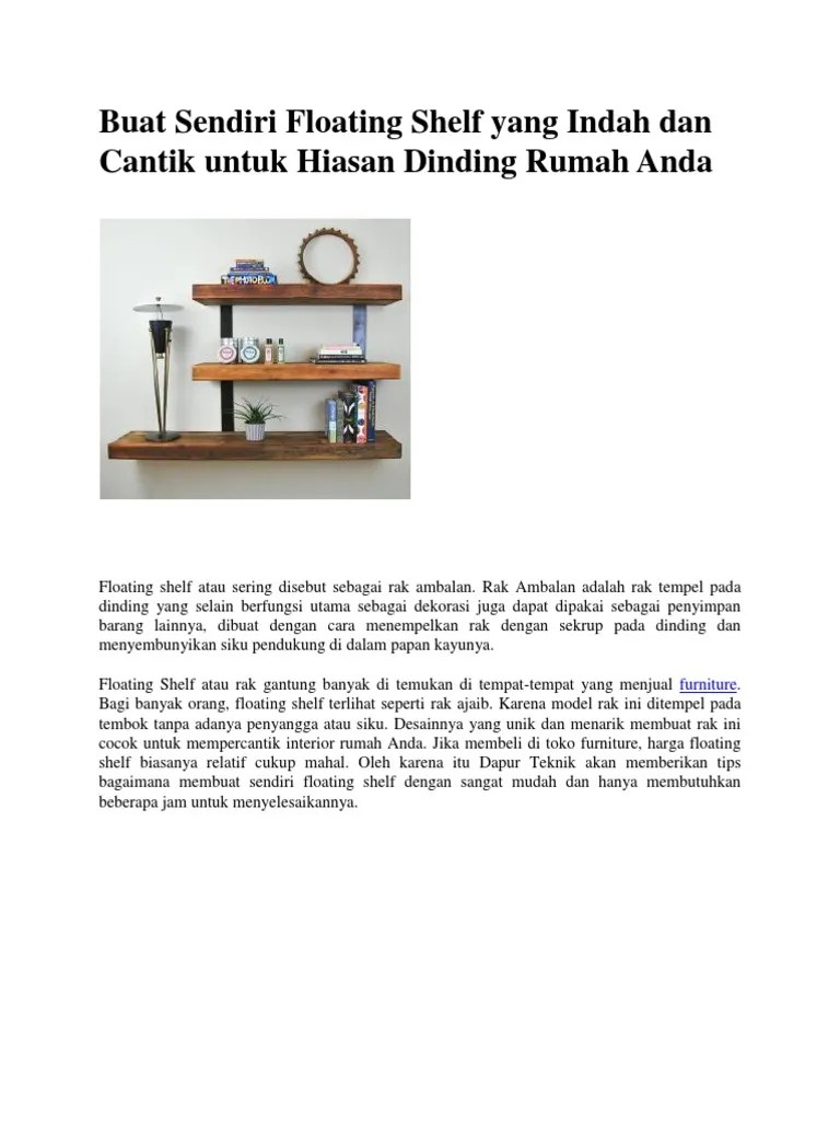 Buat Sendiri Floating Shelf Yang Indah Dan Cantik Untuk Hiasan Dinding Rumah  Anda | PDF