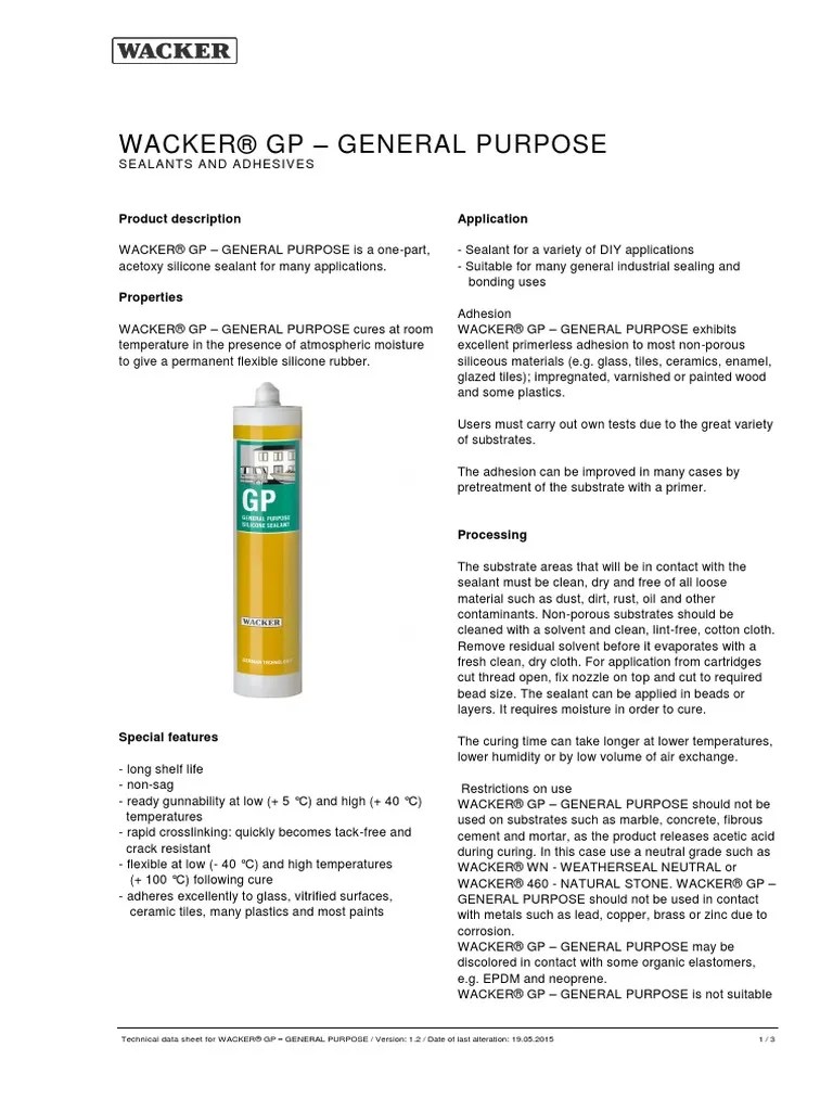 Silicone Sealant Datasheet PDF Silicone Industrial Processes