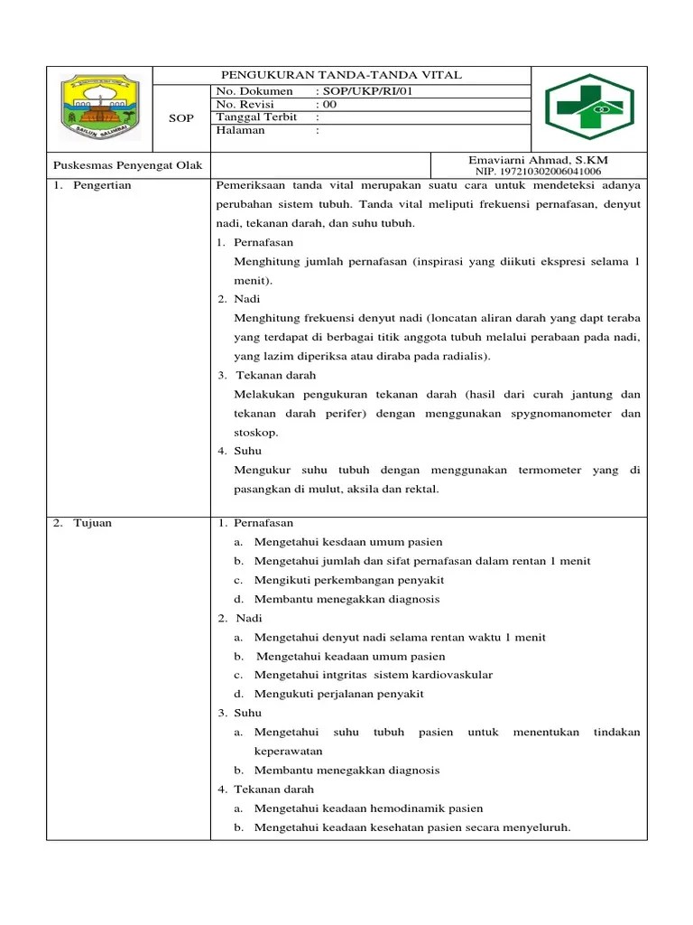 Sop Pengukuran Tanda-Tanda Vital | PDF