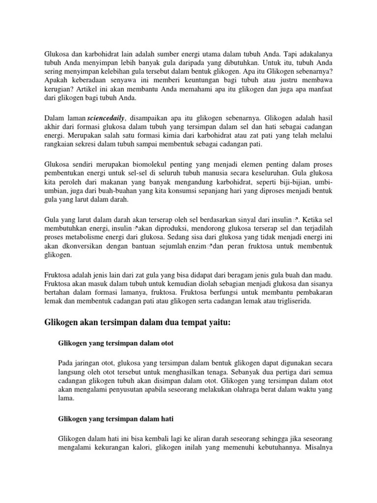 Karbohidrat Disimpan Dalam Hati Dalam Bentuk Berbagi