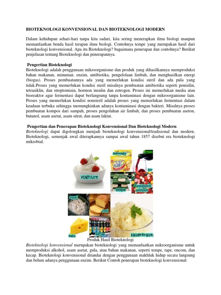 Bioteknologi Konvensional Dan Bioteknologi Modern | PDF
