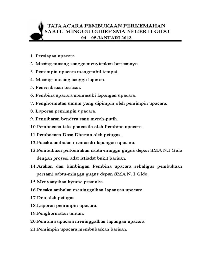 TATA ACARA PEMBUKAAN PERKEMAHAN, BR | PDF