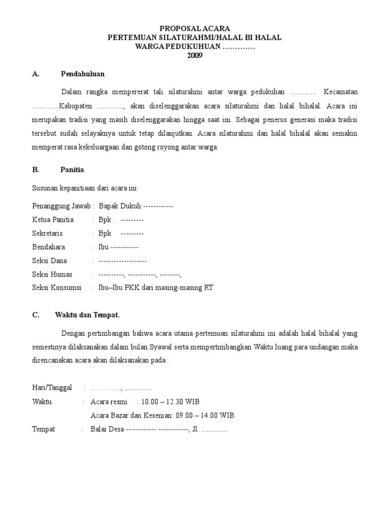 Contoh Proposal Halal Bi Halal - Mosaicone