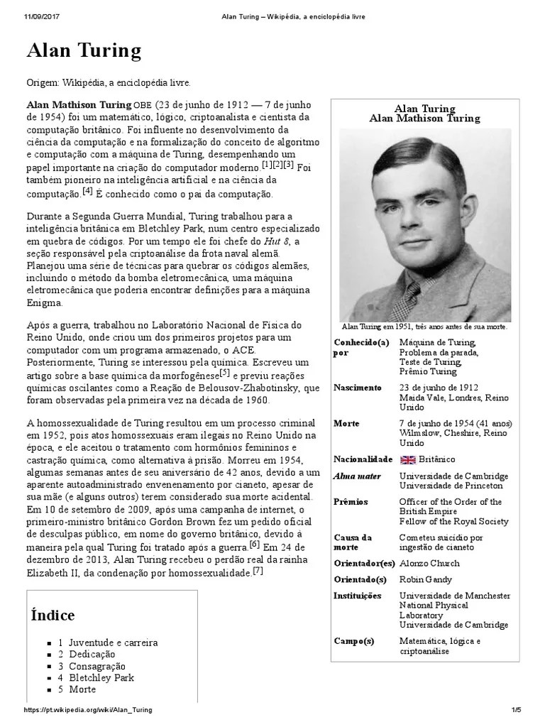 Alan Turing Wikipédia, a enciclopédia livre.pdf Alan Turing TI