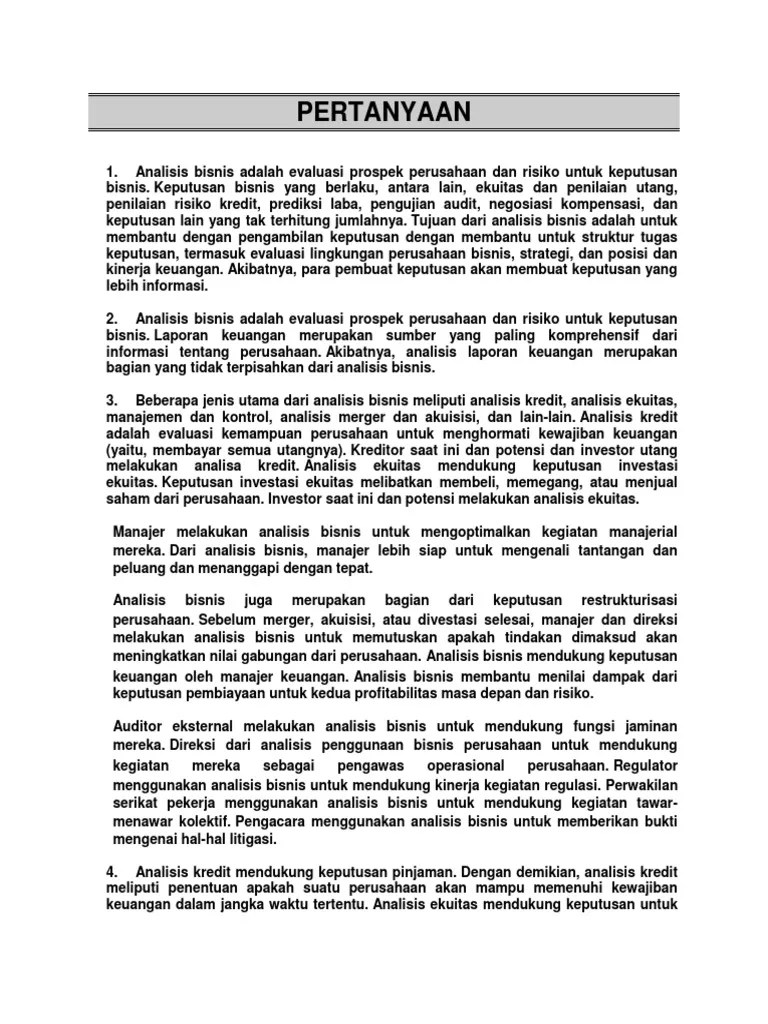 Contoh Soal Dan Jawaban Analisis Keputusan Investasi - Contoh Soal Terbaru