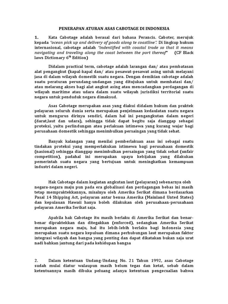 Penerapan Aturan Asas Cabotage Di Indonesia (Isk Presentation)