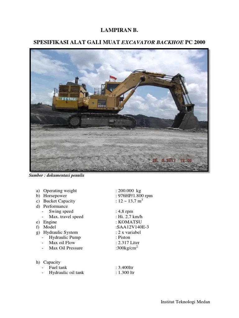 Lampiran B. Spesifikasi Alat Gali Muat PC 2000 | PDF