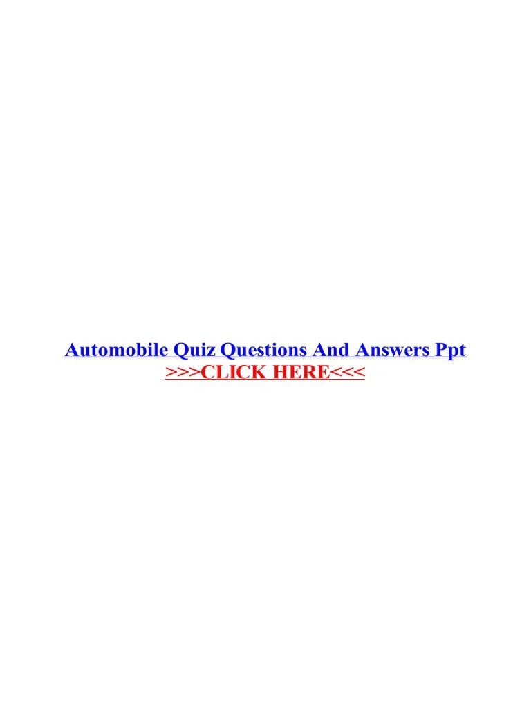 Automobile Quiz Questions and Answers PDF Question Microsoft
